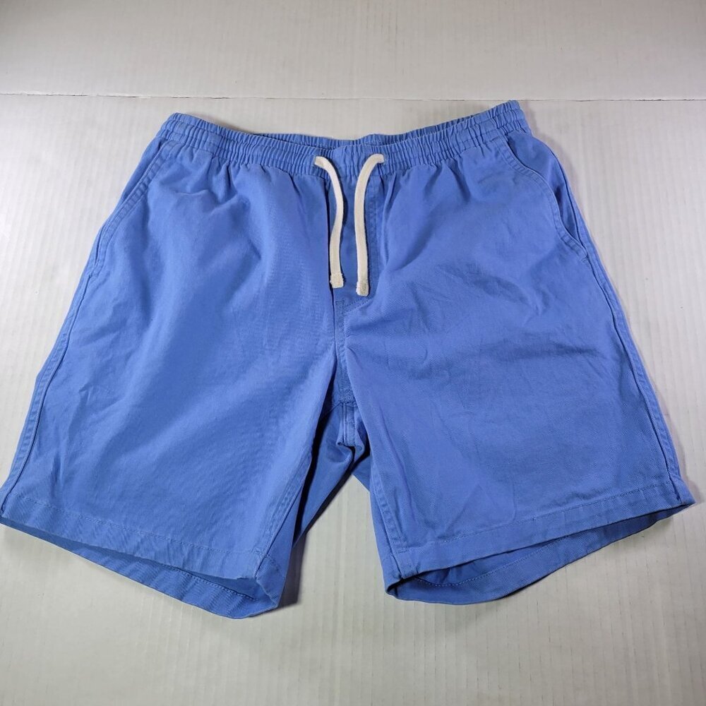 Mens Lands End Blue Swim Shorts W/ Drawstring Cotton Blend Waist Size S (28-30)